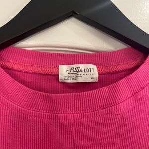 Little Lott Pink Ribbed Top Organic Cotton XS
